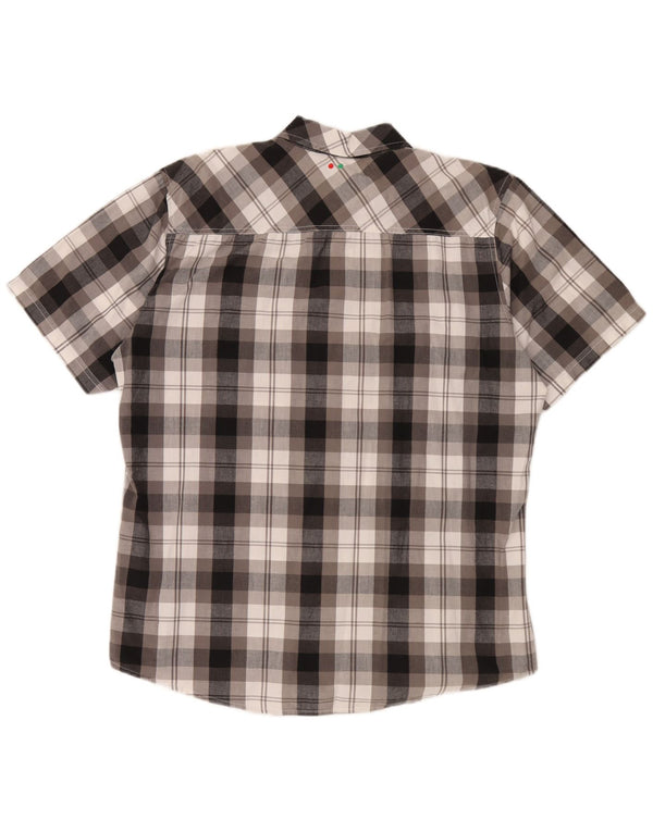Camisa masculina de manga curta Kickers XL cinza xadrez algodão