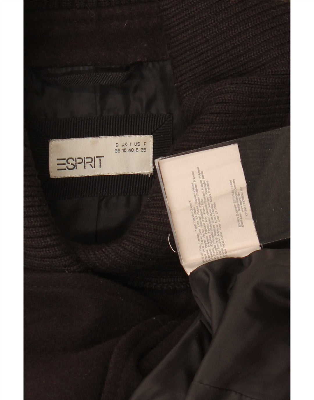 Esprit Womens Pea Coat UK 10 Lã Marrom Pequena