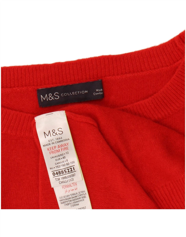 Suéter feminino Marks & Spencer com gola redonda e gola redonda Reino Unido 12 médio vermelho