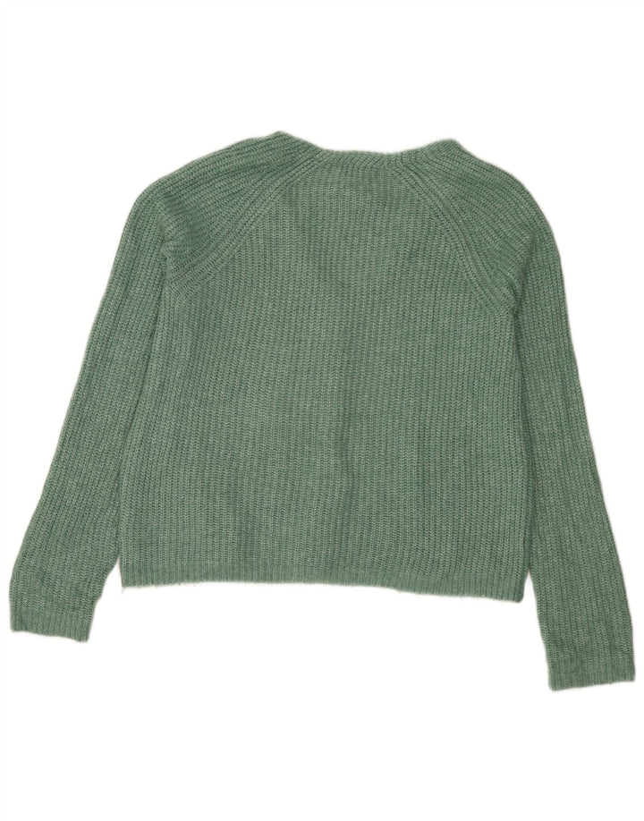 Camisola desproporcionado Reino Unido 8 do cardigan das mulheres gordas da cara nylon verde pequeno