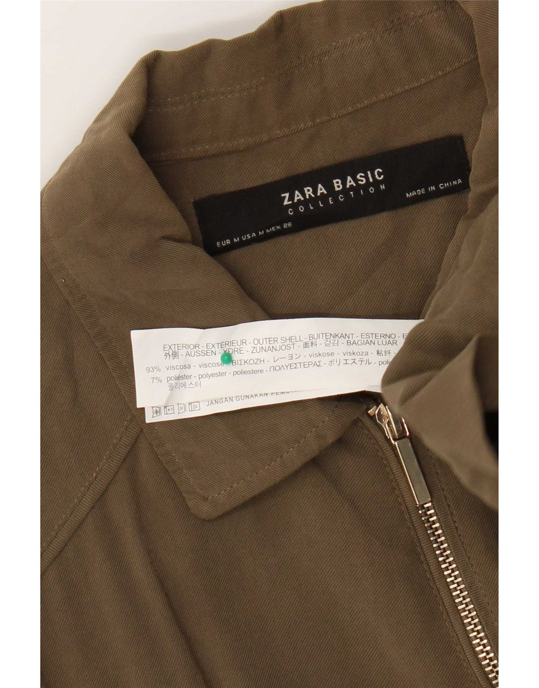 Jaqueta bomber feminina Zara Reino Unido 14 Viscose cáqui médio