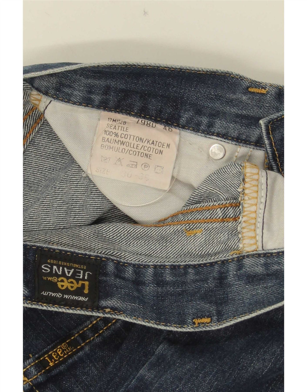 Lee Mens Straight Jeans W30 L29 Azul Marinho Algodão