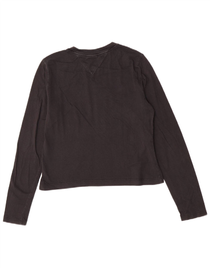 Tommy Hilfiger Crop Graphic Top feminino manga comprida Reino Unido 12 médio preto
