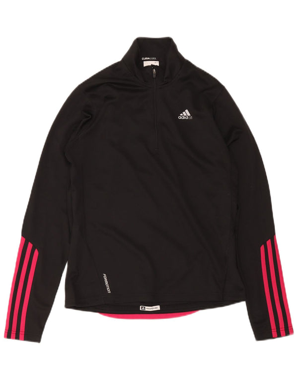 Adidas Womens Climacool Zip Neck Pullover Treino Top Reino Unido 10 Pequeno Preto
