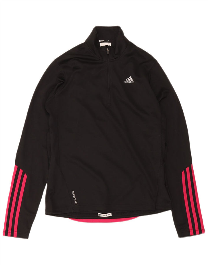 Adidas Womens Climacool Zip Neck Pullover Treino Top Reino Unido 10 Pequeno Preto