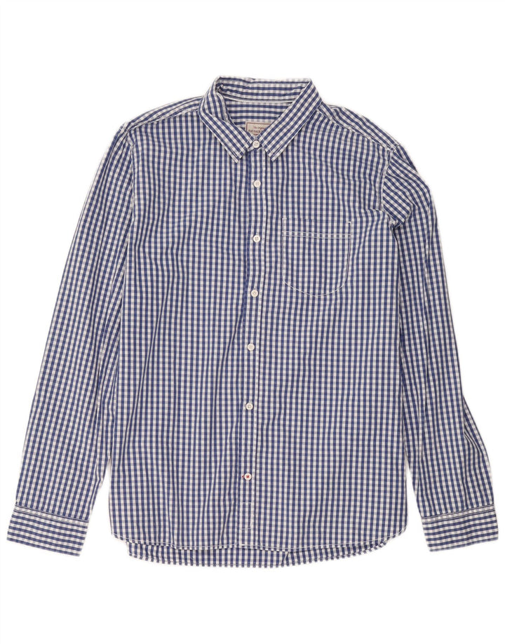 Camisa masculina Fat Face grande algodão guingão azul