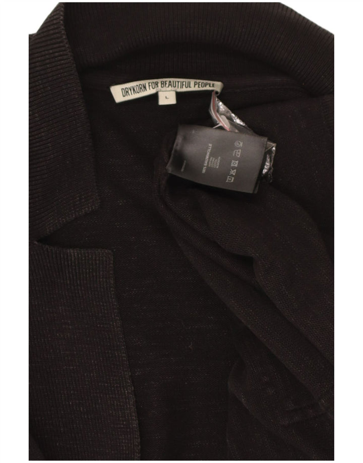 Suéter cardigã masculino DRYKORN grande algodão preto