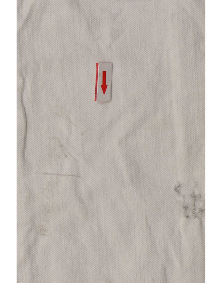 Jeans retos femininos vintage desgastados W26 L33 branco