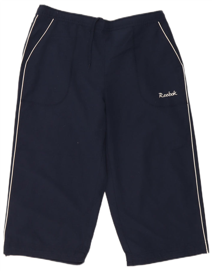 Calça de treino feminina Reebok Capri UK 18 XL azul marinho poliéster