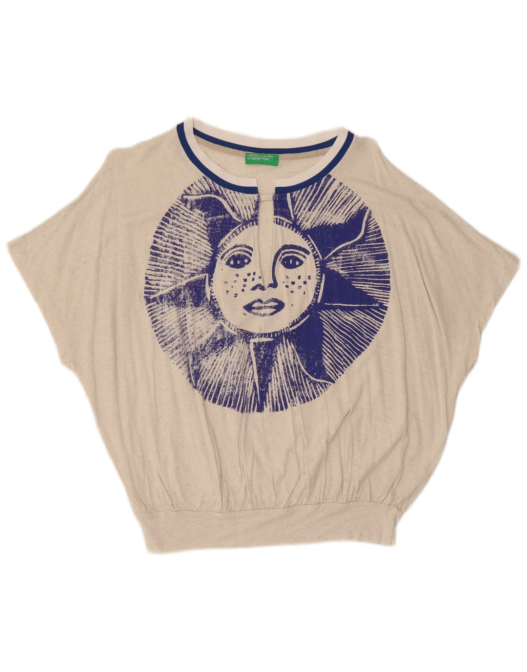 Blusa feminina Benetton Crop Batwing Top UK 14 Médio Off White