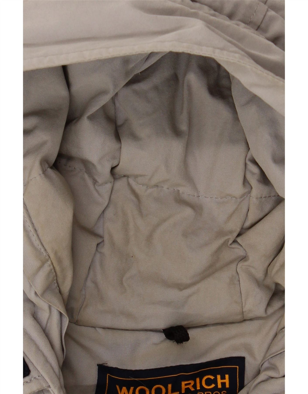 Casaco acolchoado com capuz feminino Woolrich Reino Unido 14 algodão cinza médio