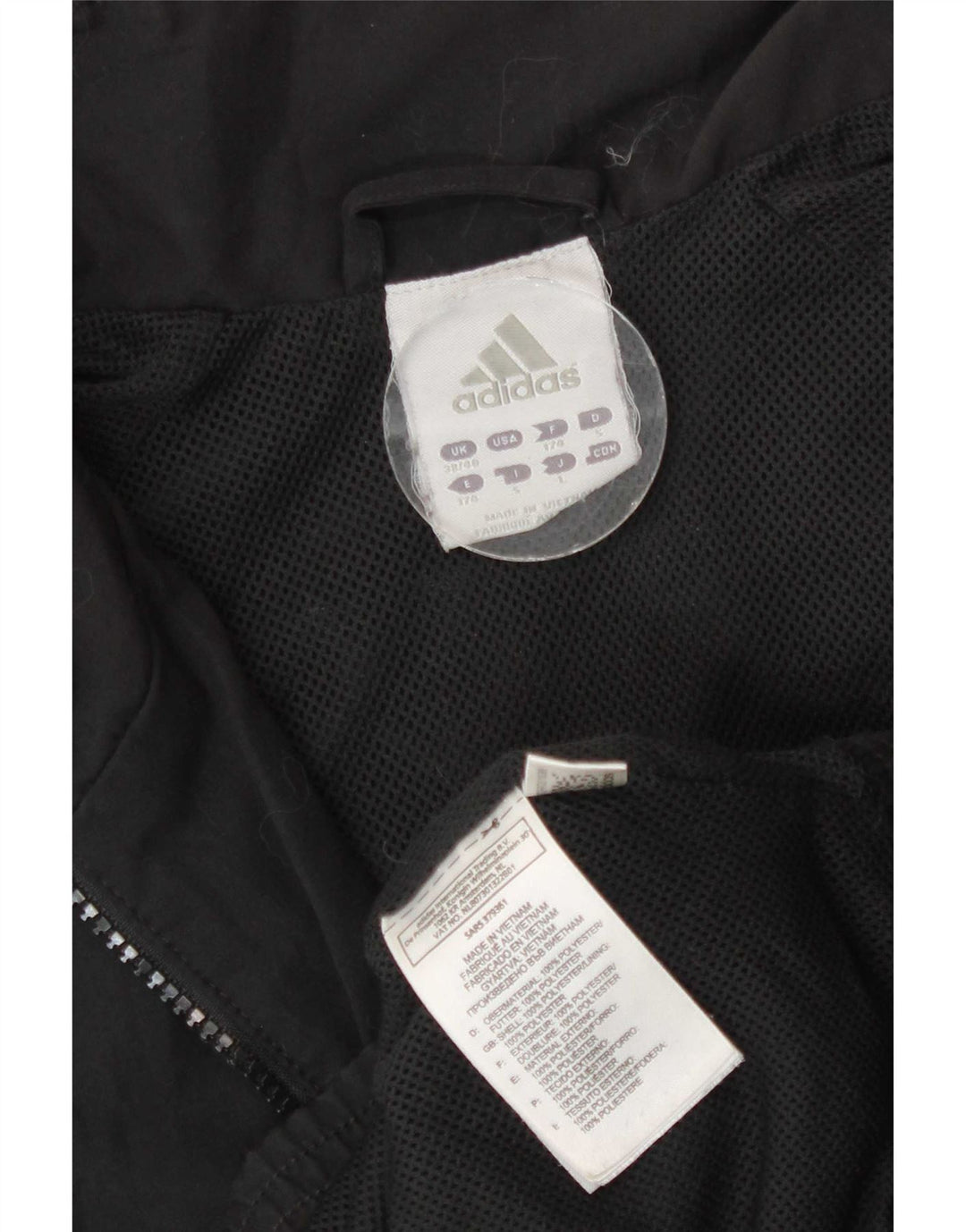 Adidas Mens Tracksuit Top Jacket UK 38/40 Médio Preto Poliéster