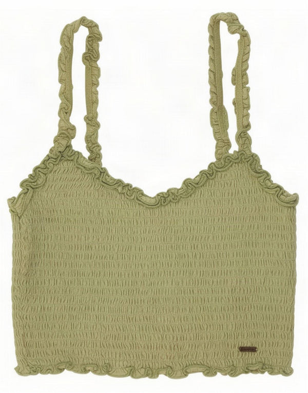 Hollister Womens Crop Cami Top UK 6 XS Algodão Verde