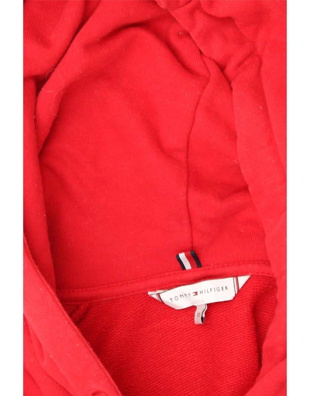 TOMMY HILFIGER Mens Graphic Hoodie Jumper XS Red Cotton Vintage Tommy Hilfiger and Second-Hand Tommy Hilfiger from Messina Hembry 