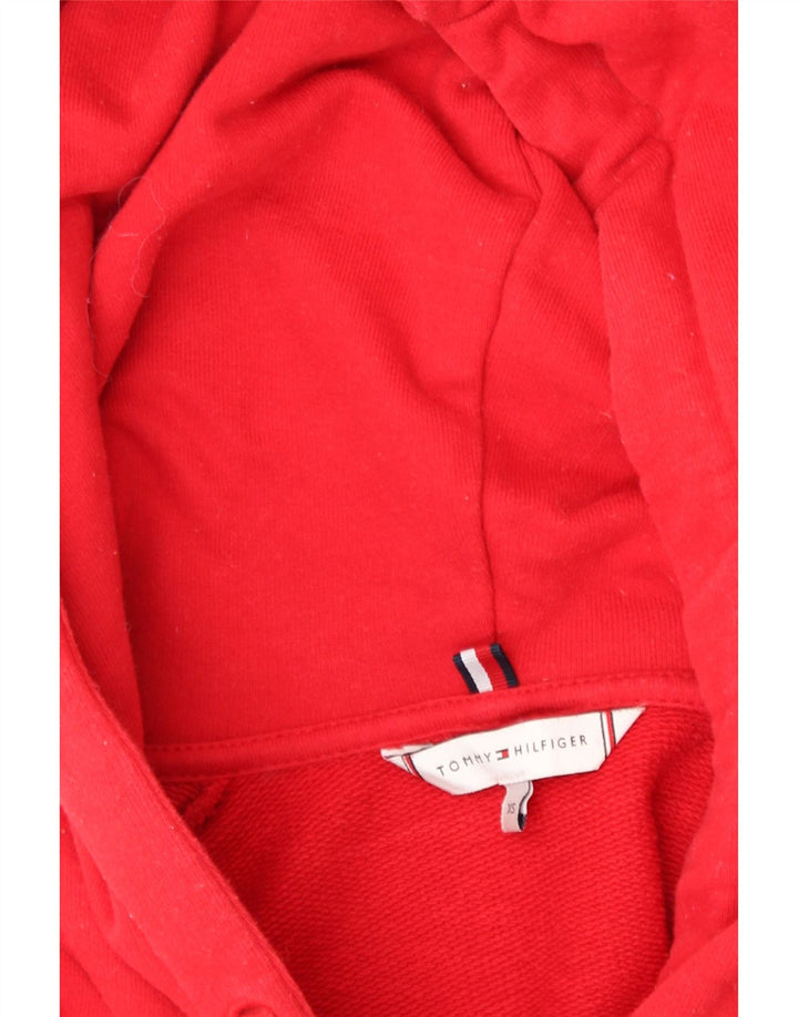 TOMMY HILFIGER Mens Graphic Hoodie Jumper XS Red Cotton Vintage Tommy Hilfiger and Second-Hand Tommy Hilfiger from Messina Hembry 