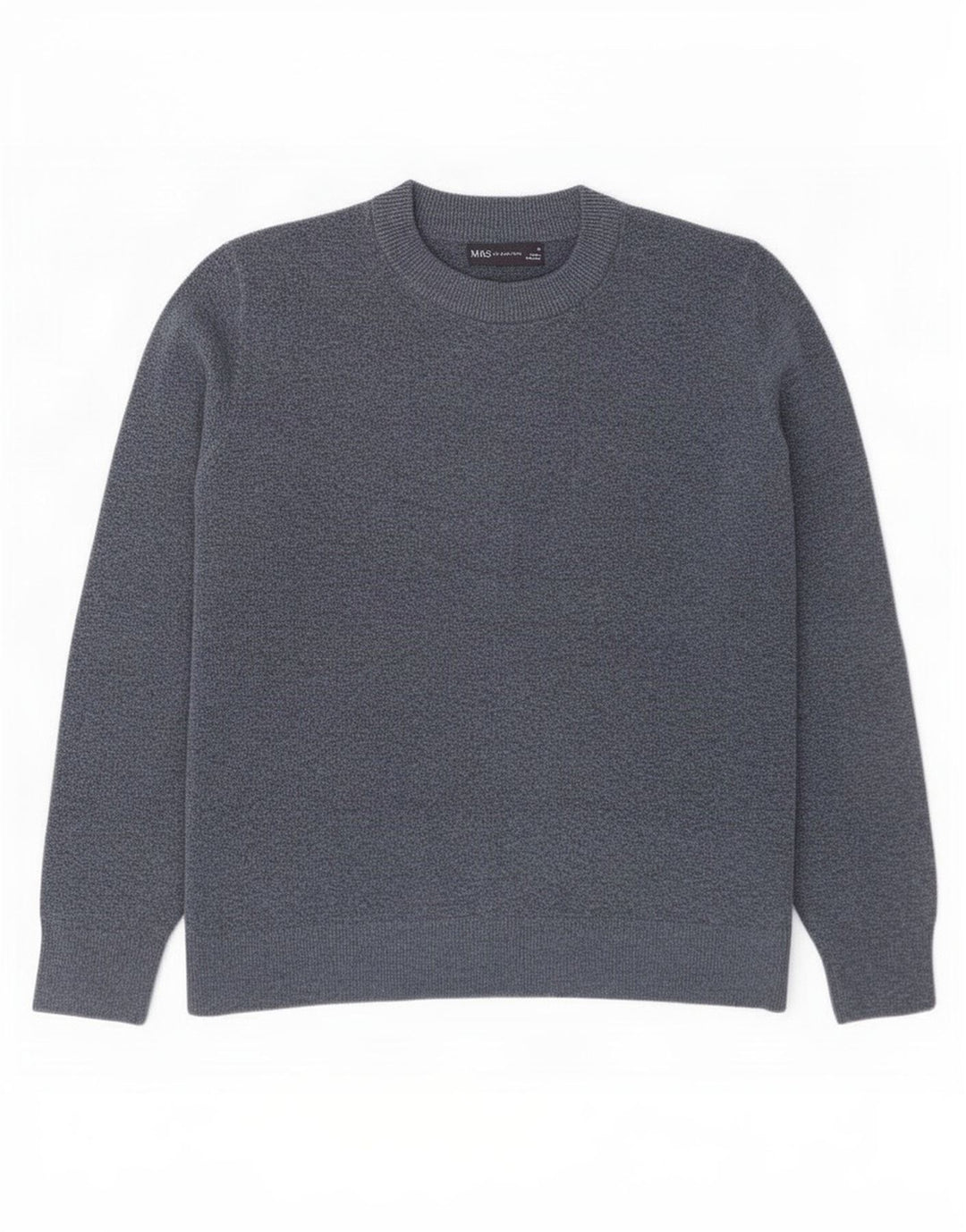 Suéter masculino Marks & Spencer com gola redonda, poliéster azul marinho médio