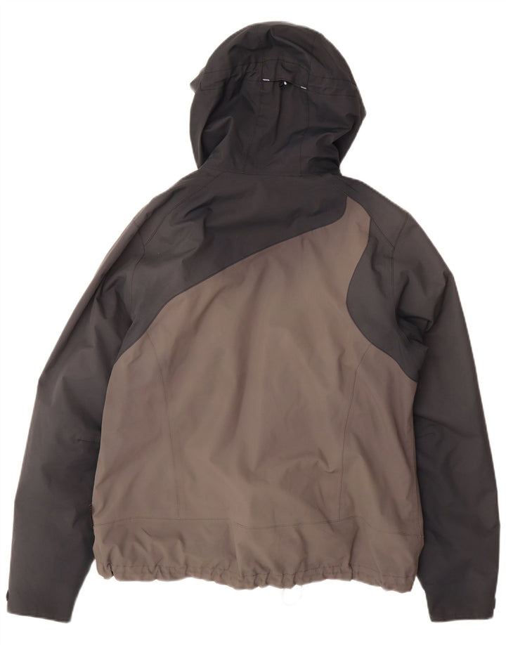 Jaqueta corta-vento feminina Jack Wolfskin UK 16 grande bloco colorido preto