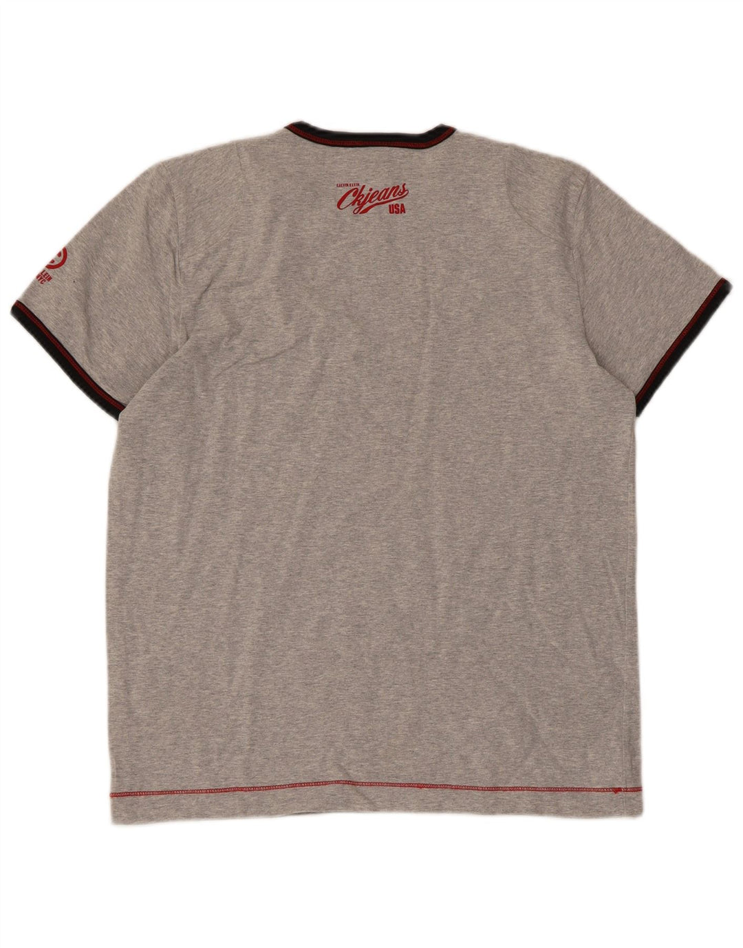 CALVIN KLEIN JEANS Womens T-Shirt Top UK 14 Medium Grey Flecked