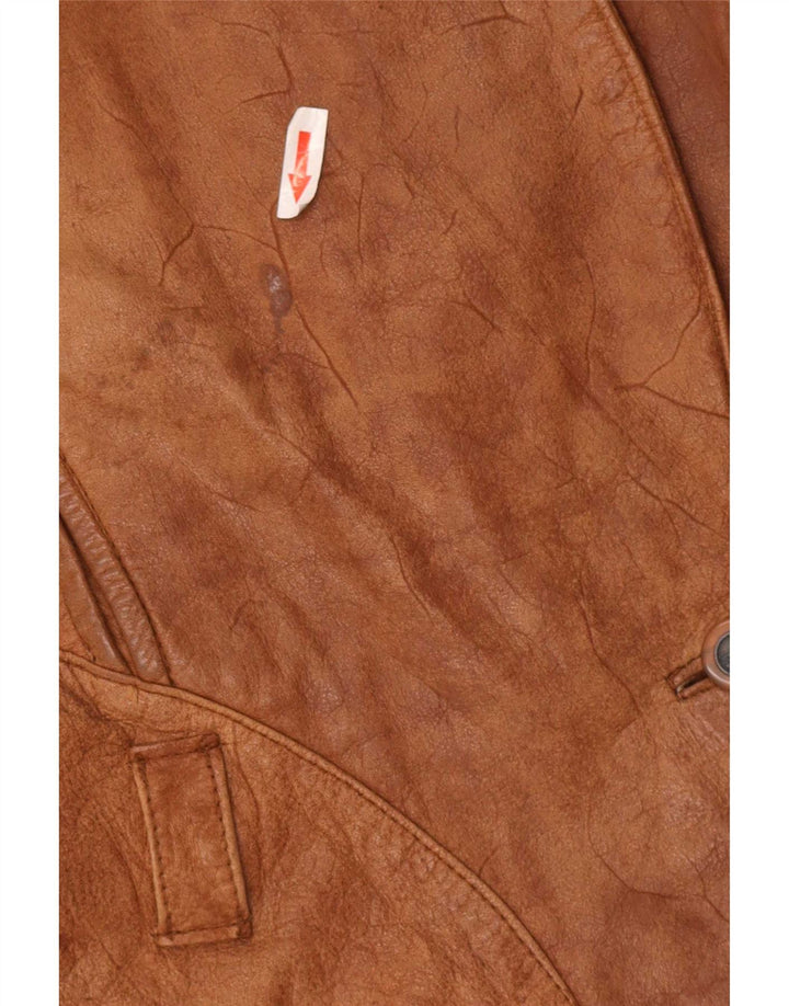 Jaqueta de couro feminina vintage UE 38 bege médio