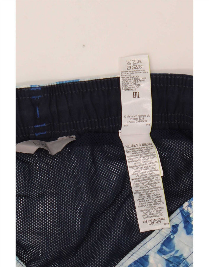 Shorts de natação masculino Marks & Spencer com padrão abstrato grande poliéster azul
