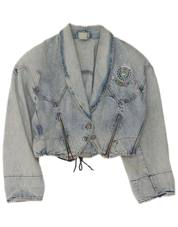 Jaqueta jeans feminina vintage UK 14 azul médio