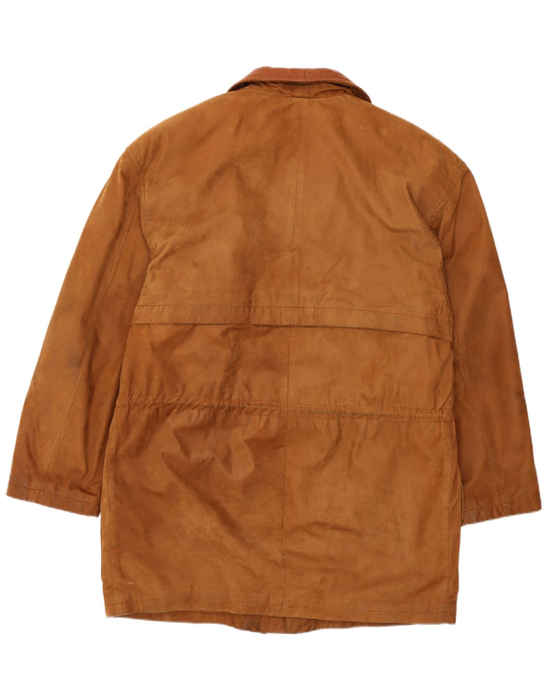 Jaqueta corta-vento de couro masculina vintage IT 46 couro marrom pequeno