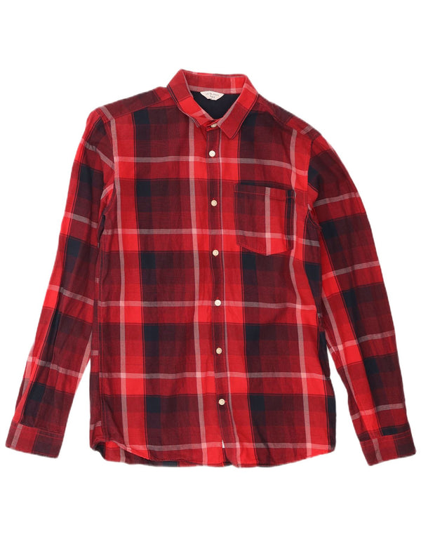 Camisa masculina Jack & Jones média xadrez vermelha de algodão