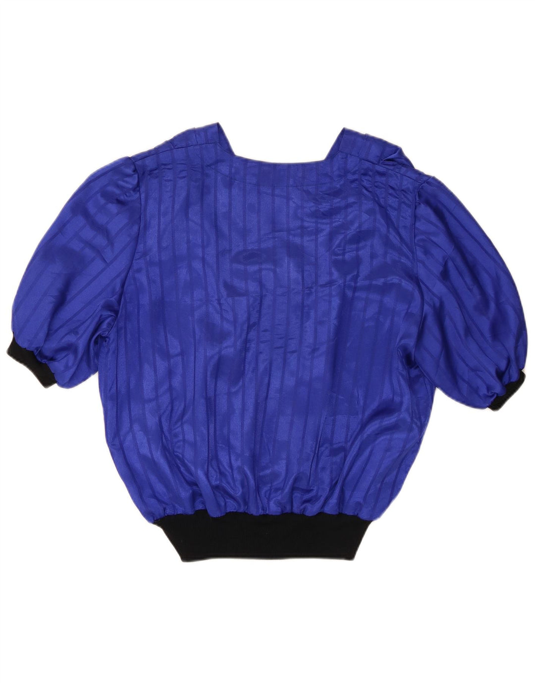 Blusa feminina vintage UK 16 grande bloco colorido azul
