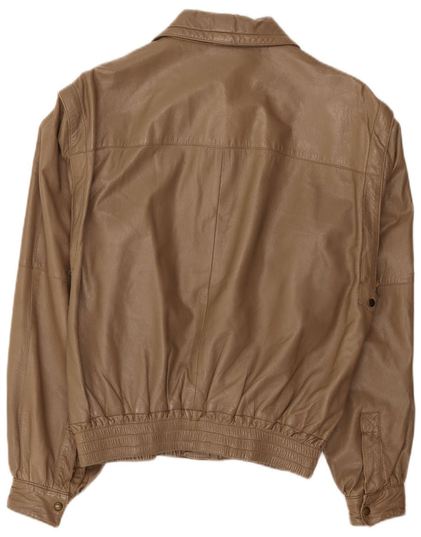 Jaqueta de couro masculina vintage UK 38 bege médio