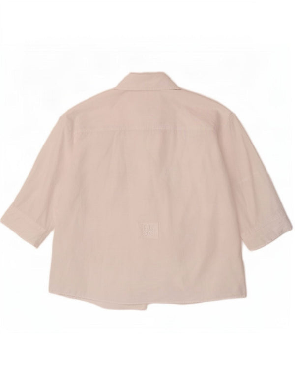 Camisa feminina Hugo Boss manga 3/4 oversized UK 6 XS algodão branco