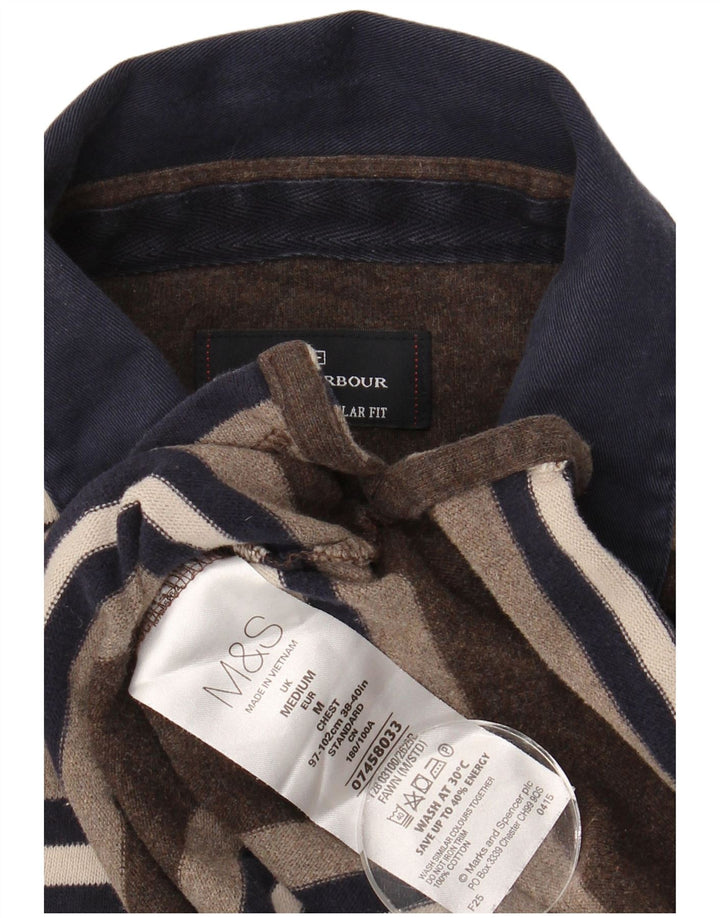 Camisa polo masculina de rugby de manga comprida Blue Harbour da Marks & Spencer marrom médio
