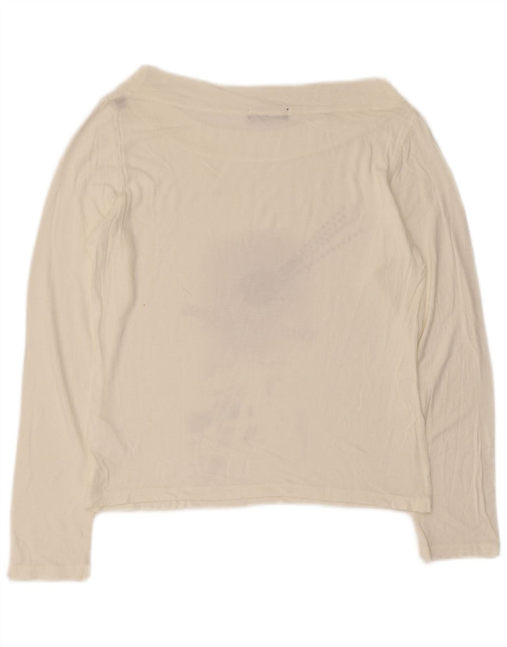 TRUSSARDI JEANS Top feminino cropped manga comprida Reino Unido 12 médio branco