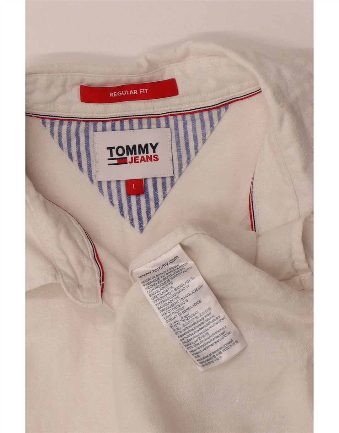 Camisa masculina Tommy Hilfiger Regular Fit grande algodão branco