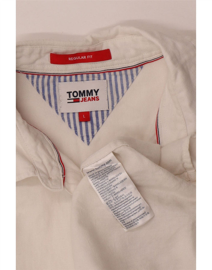 Camisa masculina Tommy Hilfiger Regular Fit grande algodão branco