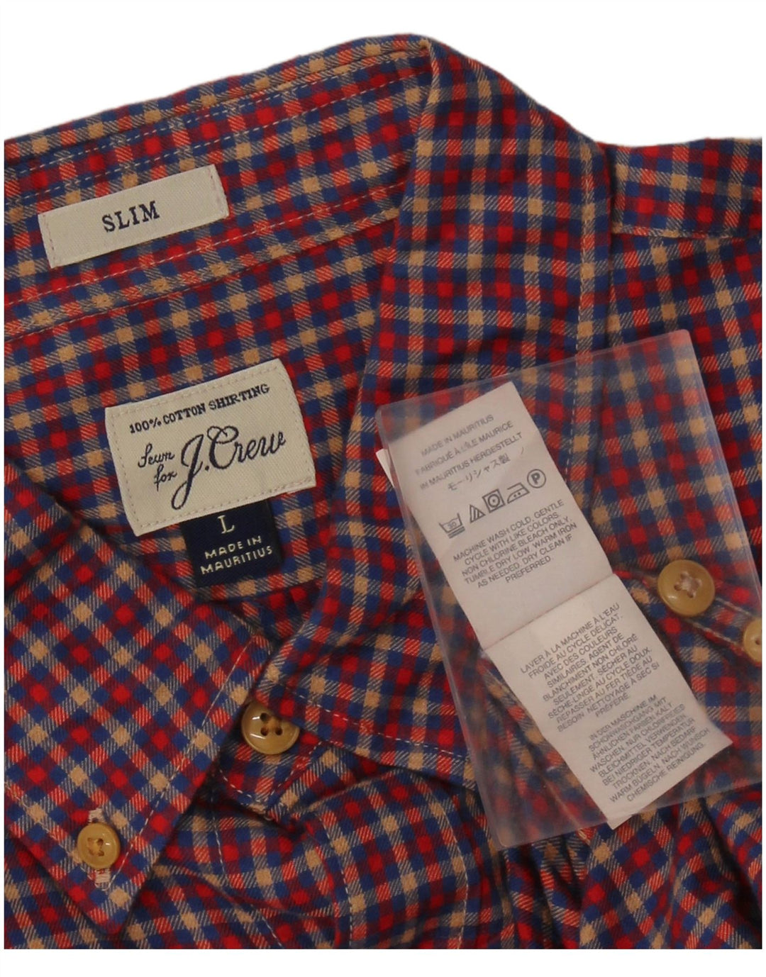 J. CREW Camisa masculina de flanela slim fit grande algodão xadrez vermelho