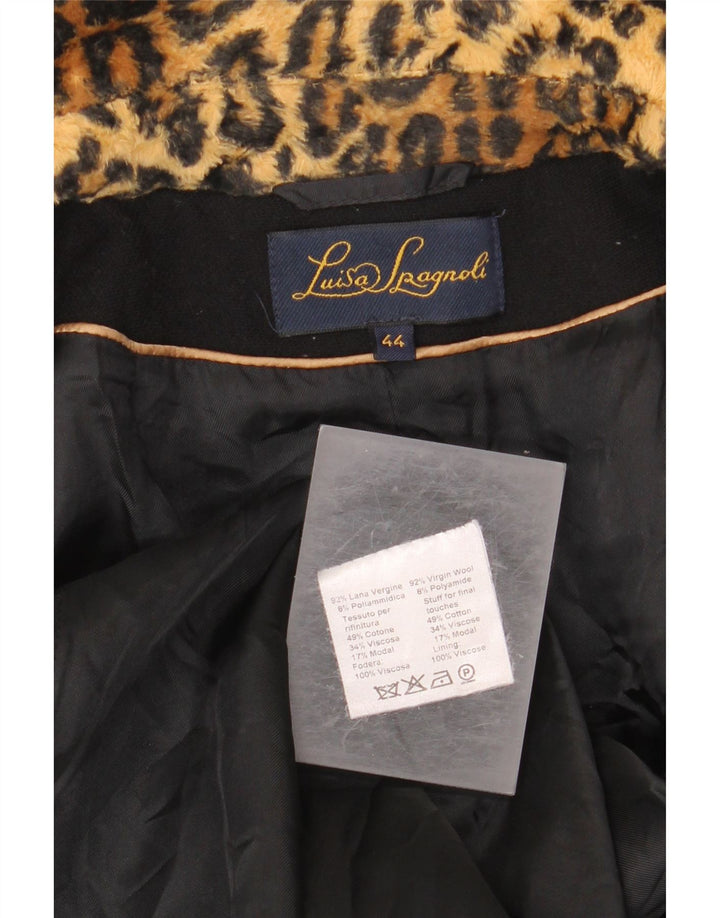 Sobretudo feminino Luisa Spagnoli IT 44 médio preto animal estampa lã virgem