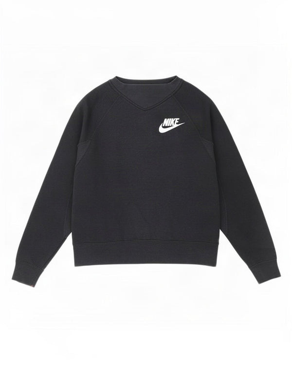 Nike feminino oversized moletom jumper reino unido 10 pequeno algodão preto