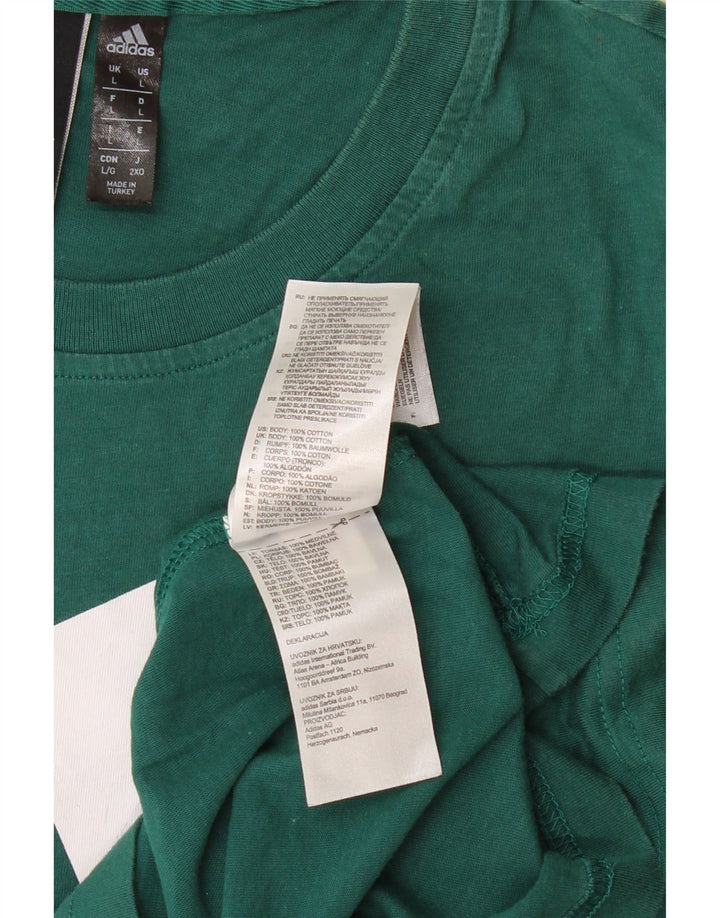 ADIDAS Mens Graphic T-Shirt Top Grande Algodão Verde