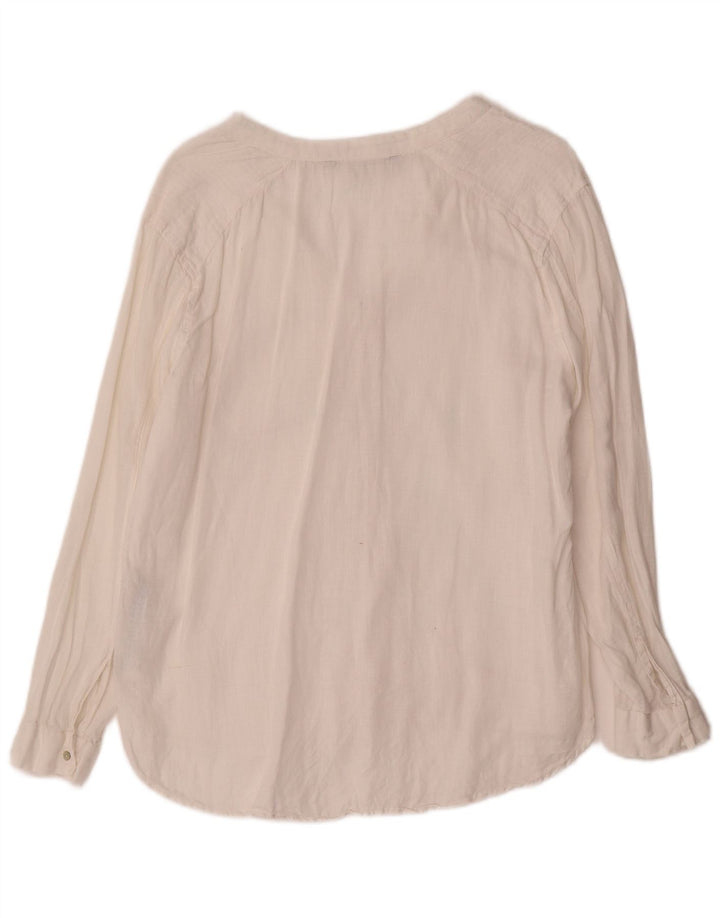 Camisa feminina Zara UK 16 grande linho branco