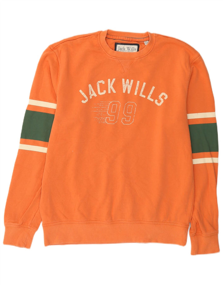 Jack Wills moletom gráfico masculino jumper grande laranja colorblock algodão