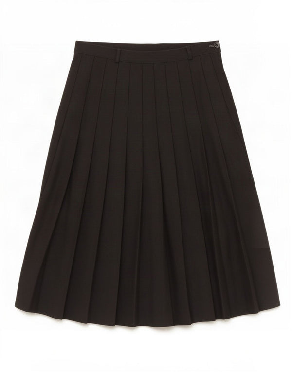 Saia plissada feminina vintage IT 44 médio W30 lã preta