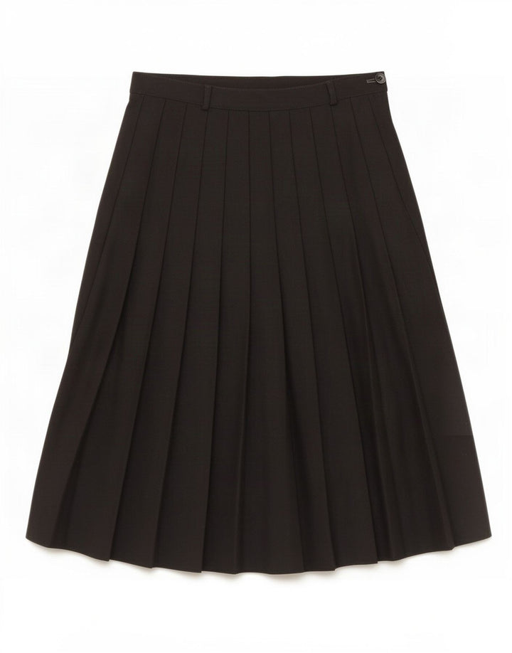 Saia plissada feminina vintage IT 44 médio W30 lã preta