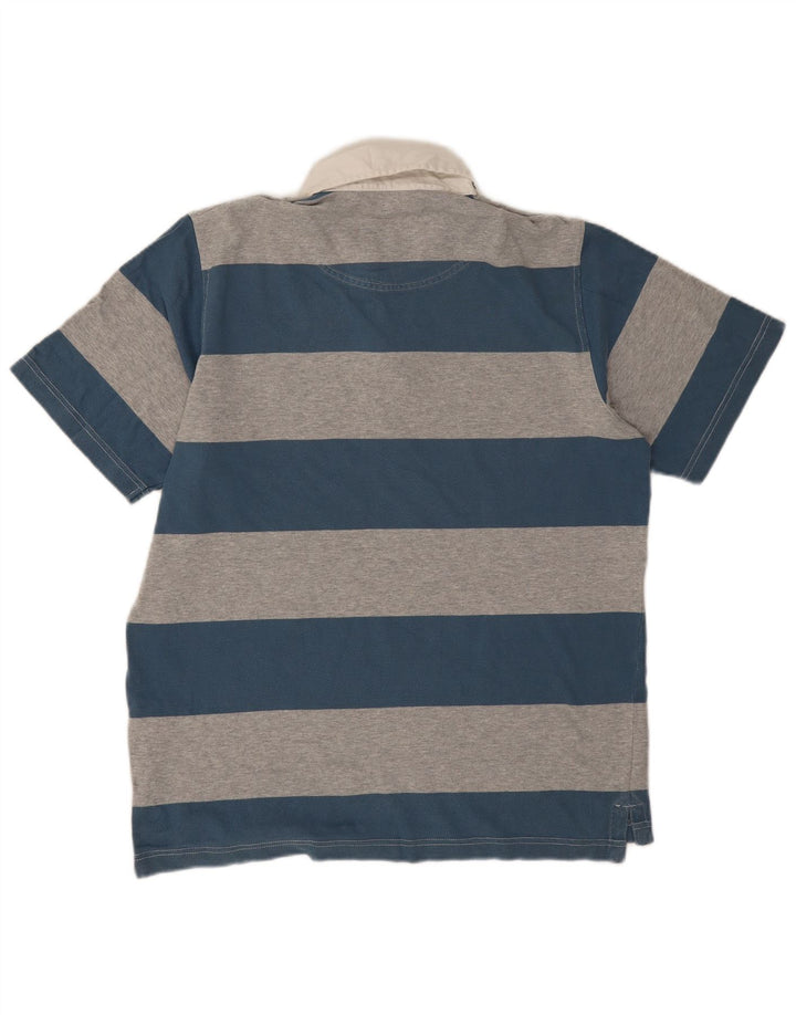 Camisa polo masculina de rugby Musto algodão listrado azul médio