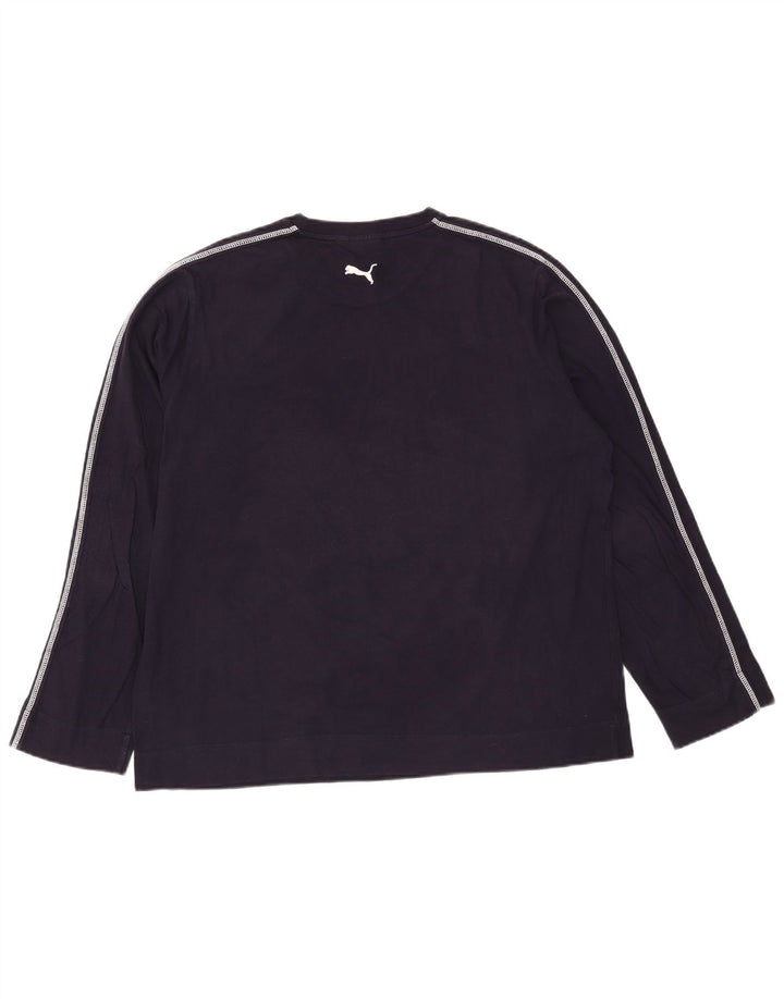 Puma Mens Graphic Top Manga Longa XL Azul Marinho Algodão