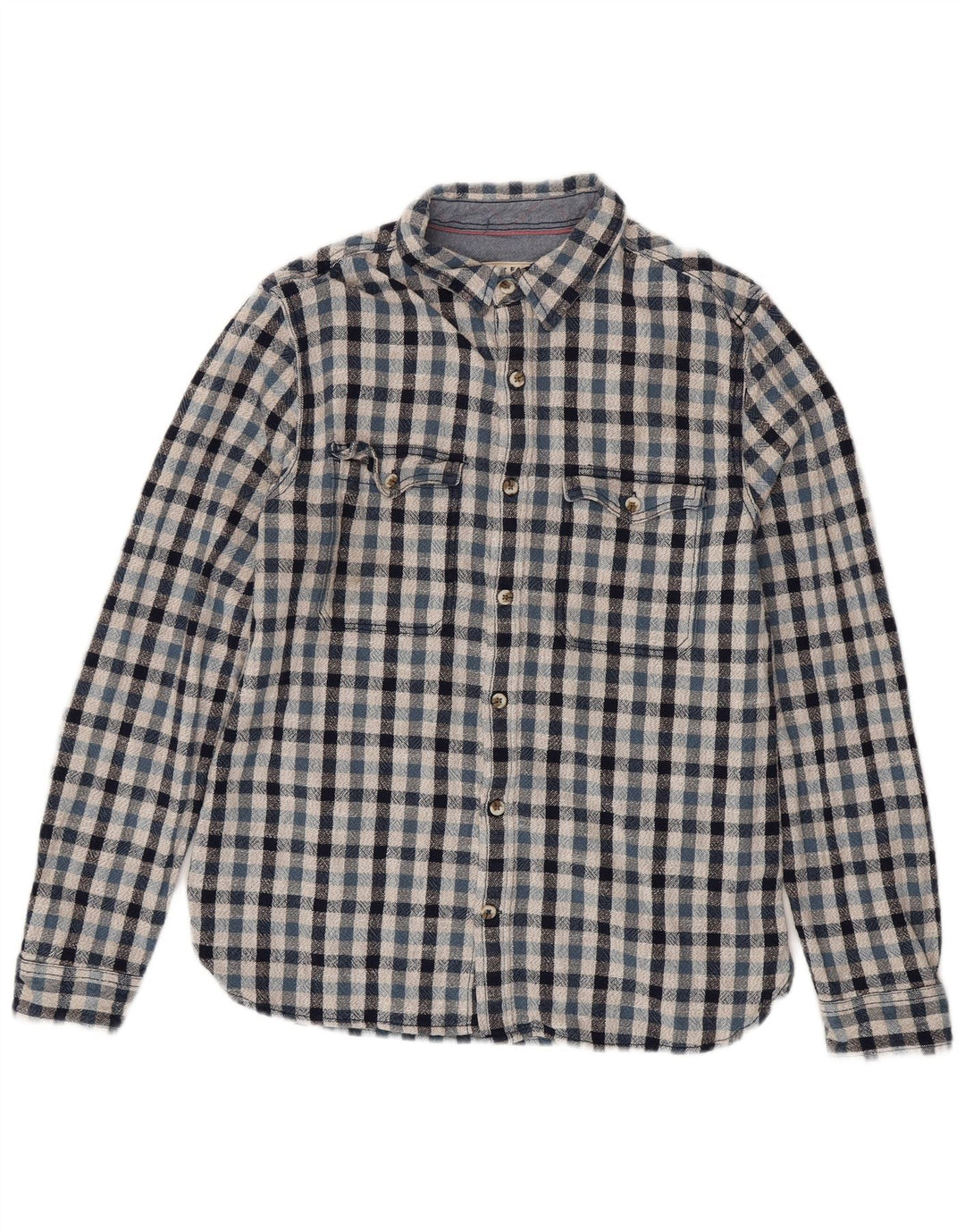 Camisa masculina de flanela Fat Face algodão xadrez azul médio