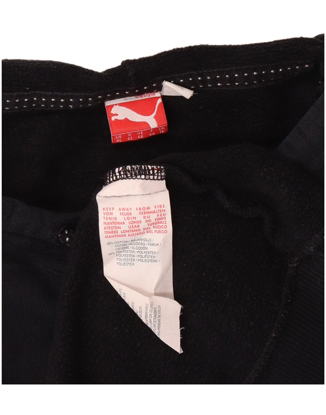 Puma feminino gráfico moletom com capuz Reino Unido 16 grande algodão preto