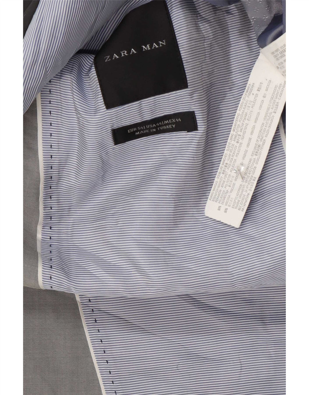 Jaqueta blazer masculina Zara com 2 botões EU 54 XL cinza poliéster