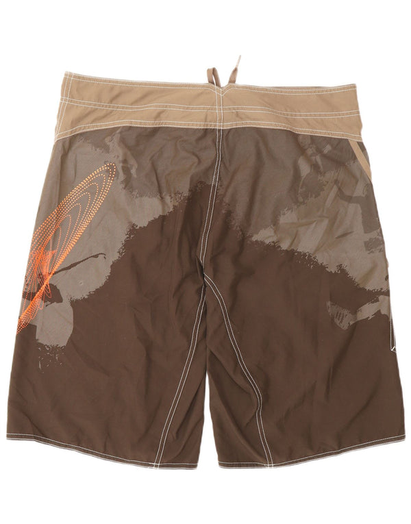 Shorts de natação masculinos Adidas Graphic grande poliéster colorblock marrom