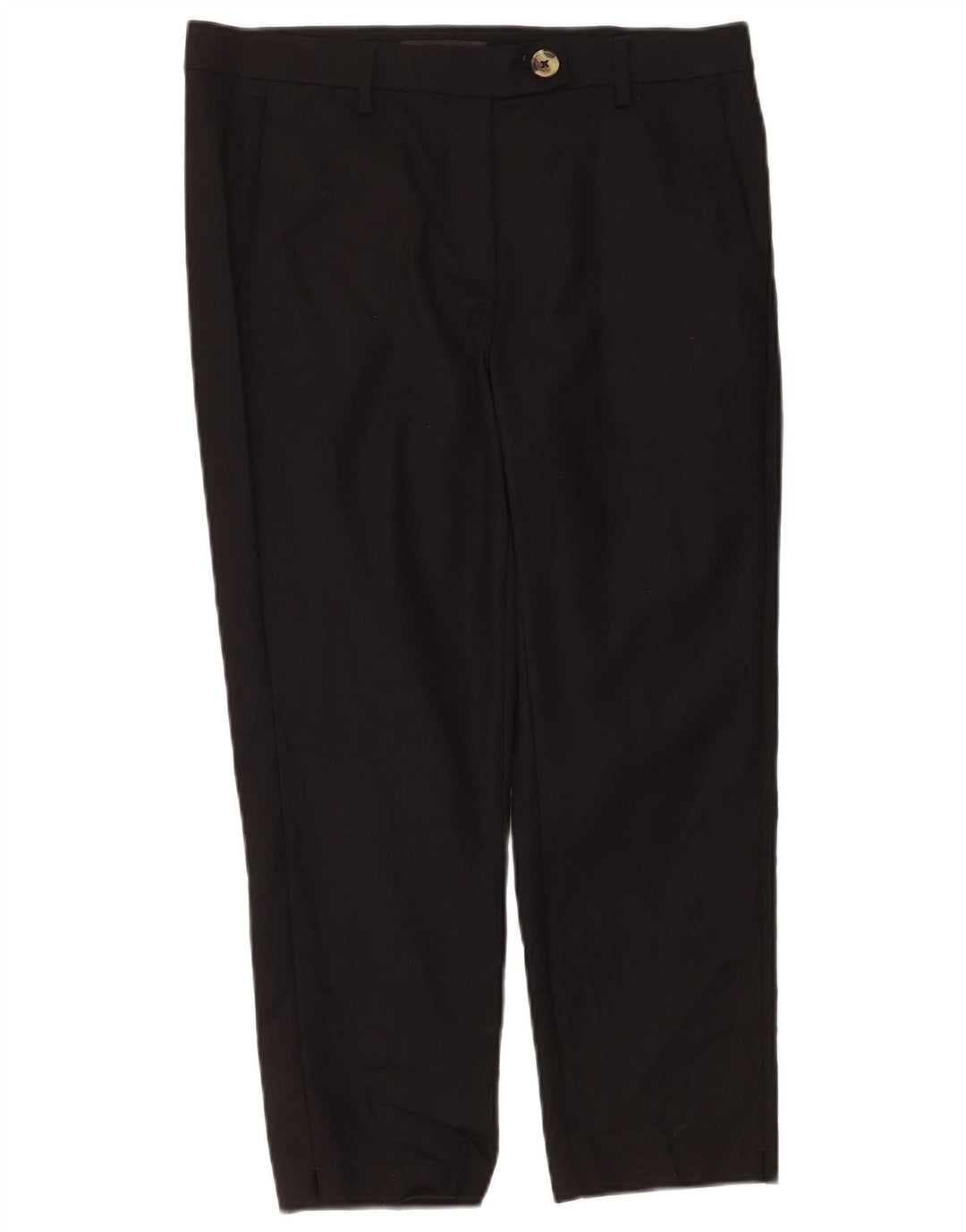 Calças cortadas femininas Marks & Spencer UK 12 médio W30 L24 pretas