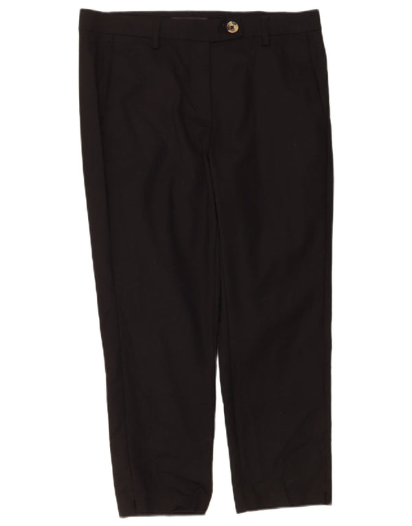 Calças cortadas femininas Marks & Spencer UK 12 médio W30 L24 pretas